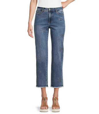John Mark 5-Pocket Heat Set Detail Frayed Hem Cropped Jeans
