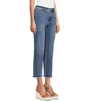 John Mark 5-Pocket Heat Set Detail Frayed Hem Cropped Jeans