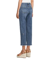 John Mark 5-Pocket Heat Set Detail Frayed Hem Cropped Jeans