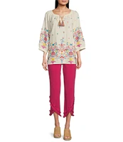 John Mark 5 Pocket Tulip Frayed Hem Crop Pants