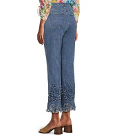 John Mark Beaded Floral Straight Leg Cropped Pants