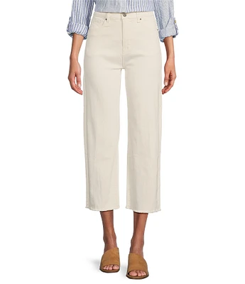 John Mark Cropped Frayed Hem Wide Leg Cropped Jeans