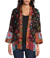 John Mark Embroidered Collared 3/4 Sleeve Kimono