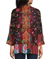 John Mark Embroidered Collared 3/4 Sleeve Kimono