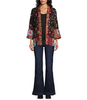 John Mark Embroidered Collared 3/4 Sleeve Kimono