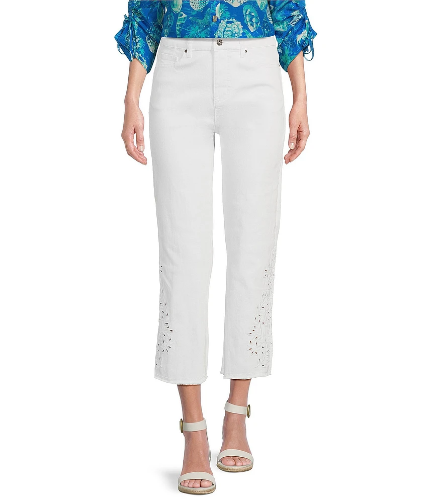 John Mark Embroidered Eyelet 5-Pocket Pants