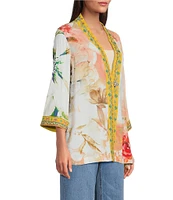 John Mark Embroidered Floral Abstract Kimono