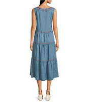 John Mark Embroidered Printed Tiered Kimono Dress Set