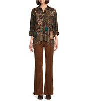 John Mark Faux Stretch Suede Flare Leg Pants