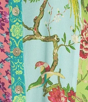 John Mark Floral Print Patch Point Collar Long Roll-Tab Sleeve Button-Front Blouse