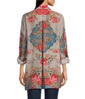 John Mark Floral Printed Collared Long Sleeve Button Down Top