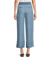 John Mark Frayed Pull-On Wide Leg Pants