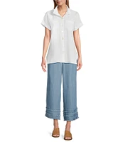 John Mark Frayed Pull-On Wide Leg Pants