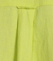 John Mark Linen Wire Collar Roll Tab Sleeve Shirt Dress