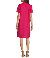 John Mark Linen Wire Collar Short Sleeve Dress