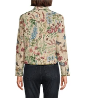 John Mark Mix Jacquard Collared Long Sleeve Jacket