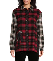 John Mark Mix Plaid Collared Long Sleeve Button Down Top