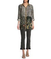 John Mark Mix Print Point Collar Long Sleeve Tunic