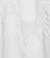 John Mark Mixed Eyelet Y-Neck 3/4 Sleeve Top