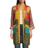 John Mark Multi Print Collared 3/4 Sleeve Kimono