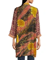 John Mark Multi Print Collared 3/4 Sleeve Kimono