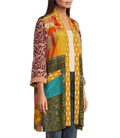 John Mark Multi Print Collared 3/4 Sleeve Kimono