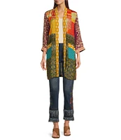 John Mark Multi Print Collared 3/4 Sleeve Kimono