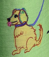John Mark Novelty Dog Print Wire Collar Cinch Tie Sleeve Button Front Blouse