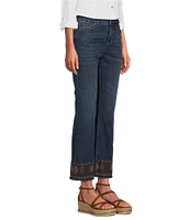 John Mark Petite Size 5 Pocket Denim Embroidered Jeans