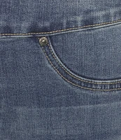 John Mark Petite Size Embroidered Floral Frayed Hem Straight Leg Jeans