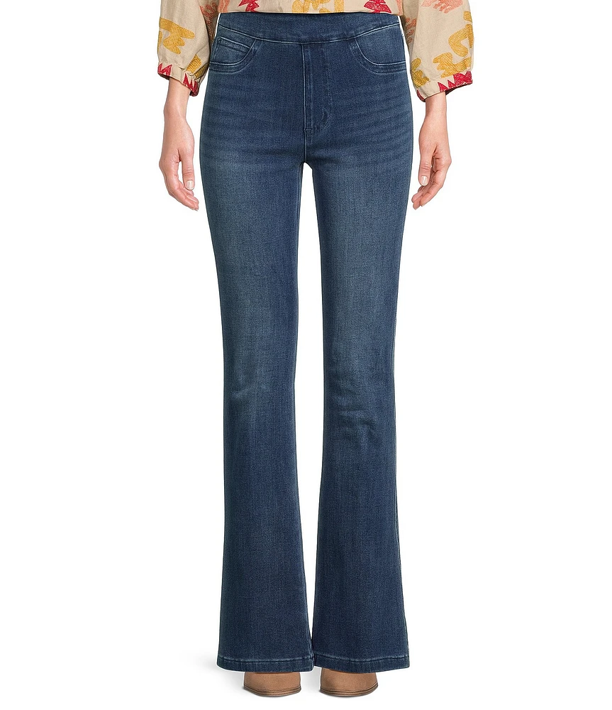 John Mark Petite Size Flare Leg Stretch Denim Pull-On Jeans