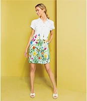 John Mark Petite Size Floral Spring Point Collar Short Sleeve Hi-Low Hem Shirt Dress