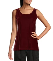 John Mark Petite Size Stretch Velvet Knit Scoop Neck Sleeveless Tank