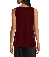 John Mark Petite Size Stretch Velvet Knit Scoop Neck Sleeveless Tank