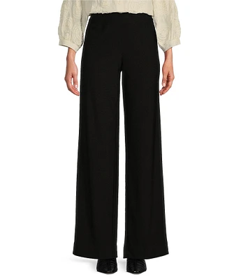 John Mark Petite Size Woven Stretch Wide Leg Pull-On Pants