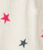 John Mark Plus Size Allover Embroidered Stars Wire Collar Long Roll-Tab Sleeve Button Front Tie Blouse