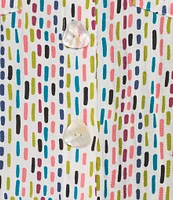 John Mark Plus Size Allover Multi Dot Print Wire Neck 3/4 Sleeve Button Front Camp Shirt