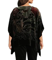 John Mark Plus Size Burnout Velvet Printed Oversized Poncho Top