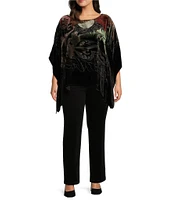 John Mark Plus Size Burnout Velvet Printed Oversized Poncho Top