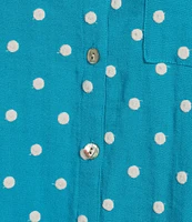 John Mark Plus Size Embroidered Polka Dot Cinch Tie Sleeve Button Front Tunic