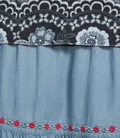 John Mark Plus Size Embroidered Printed Tiered Kimono Dress Set