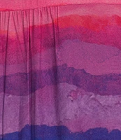 John Mark Plus Size Embroidered Tie-Dye V-Neck 3/4 Sleeve Top