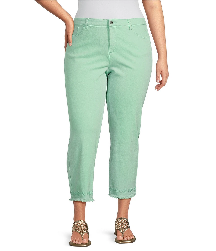 John Mark Plus Size Frayed Straight Leg Cropped Pants