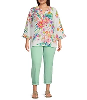 John Mark Plus Size Frayed Straight Leg Cropped Pants