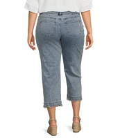 John Mark Plus Size Scalloped Raw Hem 5-Pocket Ankle Jeans