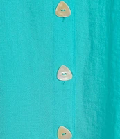 John Mark Plus Size Solid Wire Collar Short Dolman Sleeve Button Front Camp Shirt