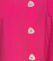 John Mark Plus Size Solid Wire Collar Short Dolman Sleeve Button Front Camp Shirt