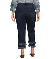 John Mark Plus Size Straight Leg 5-Pocket Fringe Hem Crop Jeans