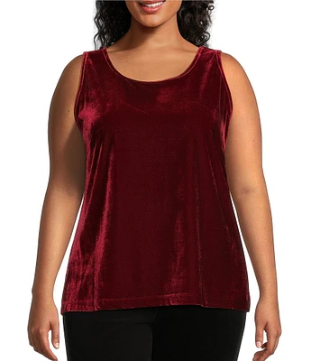 John Mark Plus Size Stretch Velvet Knit Scoop Neck Sleeveless Tank