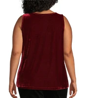 John Mark Plus Size Stretch Velvet Knit Scoop Neck Sleeveless Tank